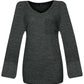 Bella Road round neck long sleeve t-shirt in dark grey, featuring a front pocket, made from a blend of rayon, polyester, and spandex.