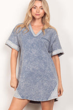 VERY J Short Sleeve V-Neck Tee Dress at Bella Road