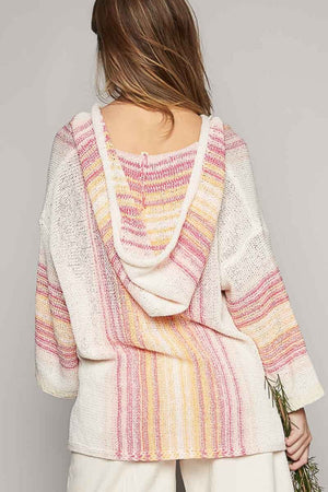 POL Striped Hooded Long Sleeve Sweater at Bella Road