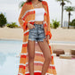 BELLA ROAD Striped Open Front Side Slit Duster Cover Up at Bella Road