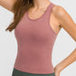 Millennia Round Neck Racerback Active Tank in dusty rose, perfect for workouts with ultimate comfort and style.