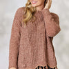 Tassel Trim Long Sleeve Sweater - Mocha Latte