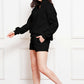 Half Zip Long Sleeve Sweatshirt and Drawstring Shorts Set