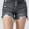 RISEN High Rise Distressed Denim Shorts | Full Size - Black