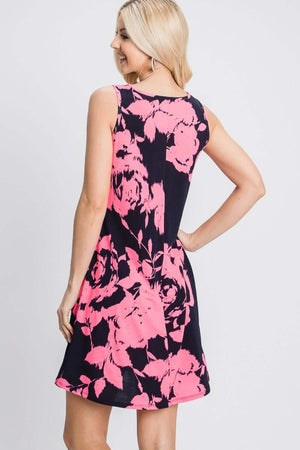 HEIMISH Full Size Floral V-Neck Tank Dress with Pockets at Bella Road