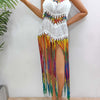 Fringe Scoop Neck Spaghetti Strap Cover-Up - White