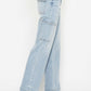 High waist straight cargo jeans in light wash by Judy Blue Jeans, featuring multiple pockets and straight leg fit for utility and style.