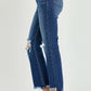 High Rise Distressed Crop Flare Jeans by Risen - Trendy women's denim with high rise fit, distressed detailing, and cropped flare silhouette