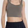 Millennia Crisscross Square Neck Active Tank - Dark Green