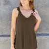 Basic Bae Lace Detail V-Neck Cutout Cami | Full Size - Coffee Brown