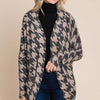 BOMBOM Houndstooth Open Front Cocoon Knit Cardigan - Houndstooth