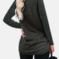 Woman wearing Bella Road round neck long sleeve t-shirt in charcoal gray, back view showing slight stretch material.