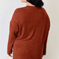 Ribbed Half Button Long Sleeve High-Low T-Shirt