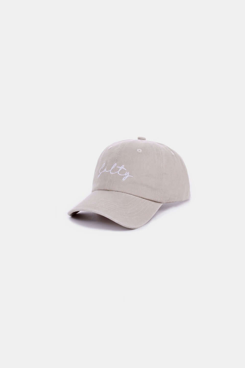 SALTY embroidered vintage washed baseball cap in beige with a worn-in look for casual style