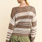 Davi & Dani striped crochet knit cover up showcasing a back view with relaxed drop shoulder design.