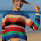 BELLA ROAD Rainbow Stripe Openwork Long Sleeve Cover-Up at Bella Road