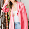 Open Front Long Sleeve Blazer - NEONPINK