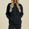 Air Scuba Drawstring Long Sleeve Hoodie with Kangaroo Pocket - Black