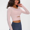 Millennia Long Sleeve Cropped Top With Sports Strap - Pink