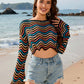 BELLA ROAD Striped Boat Neck Long Sleeve Cover Up at Bella Road