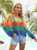 BELLA ROAD Color Block Openwork Boat Neck Cover Up at Bella Road