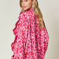 DOUBLE TAKE Full Size Printed Ruffle Trim Balloon Sleeve Shirt at Bella Road