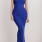 Woman wearing Basic Bae Built-In Shapewear Sleeveless Maxi Dress in royal blue, showcasing a sleek silhouette and comfortable fit