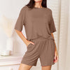 Soft Rayon Half Sleeve Top and Shorts Set | Full Size - Taupe