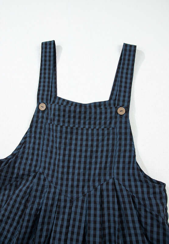 Bella Road plaid wide strap overalls with a stylish and comfy wide leg design, perfect for a trendy, cool-girl look.