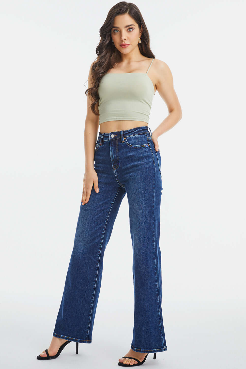 BAYEAS Full Size High Waist Cat's Whisker Wide Leg Jeans at Bella Road