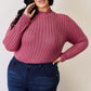 Ribbed Mock Neck Long Sleeve T-Shirt