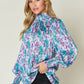 DOUBLE TAKE Full Size Printed Smocked Long Sleeve Blouse at Bella Road