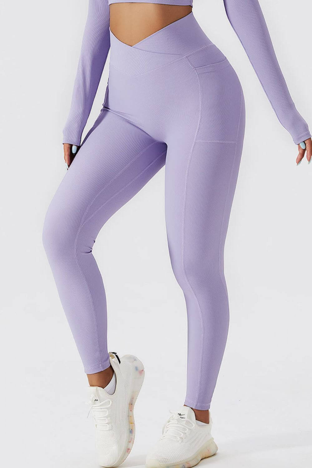 BASIC BAE Crossover Waist Active Leggings at Bella Road