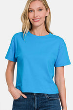 ZENANA Round Neck Short Sleeve Cropped T-Shirt at Bella Road