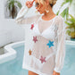 BELLA ROAD Sequin Star Round Neck Long Sleeve Cover Up at Bella Road