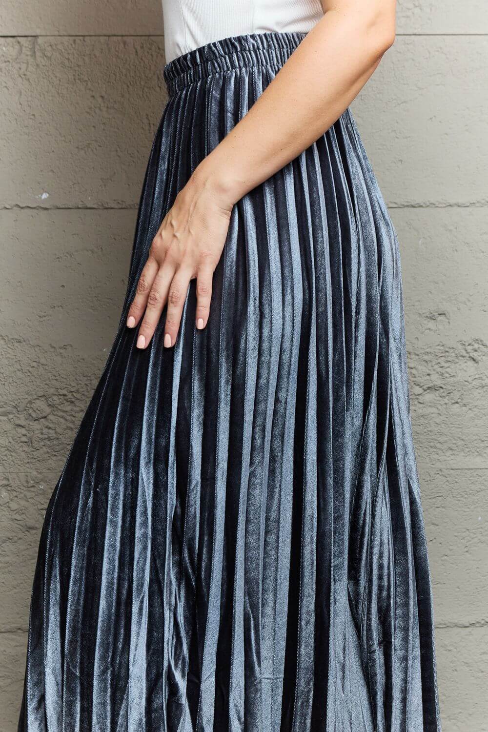 NINEXIS Accordion Pleated Flowy Midi Skirt at Bella Road