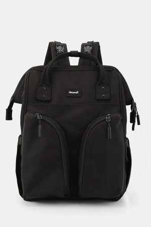 Black Himawari waterproof backpack with multilayer pockets for efficient storage and organization