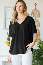 HEIMISH Full Size V-Neck Short Sleeve T-Shirt at Bella Road