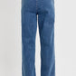 Back view of RISEN plus size elastic waist wide leg jeans, showcasing stylish and comfortable relaxed fit.