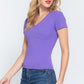 ACTIVE BASIC V-Neck Ribbed Short Sleeve Knit T-Shirt at Bella Road