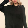 Haptics Mock Neck Side Slit Knit Top - Black