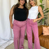 RFM Full Size High Rise Garment Dye Wide Leg Jeans - French Rose