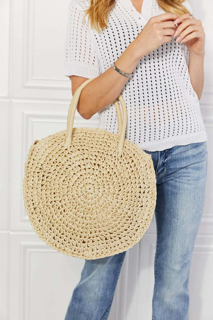 JUSTIN TAYLOR Beach Date Straw Rattan Handbag in Ivory at Bella Road