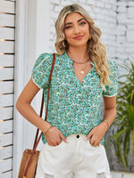 DOUBLE TAKE Floral Notched Neck Blouse at Bella Road