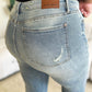 High Waist Flare Jeans by Judy Blue - Back View Highlighting Pocket and Distressed Detail