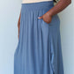 DOUBLJU Comfort Princess Full Size High Waist Scoop Hem Maxi Skirt in Dusty Blue at Bella Road