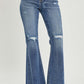 High Waist Distressed Flare Jeans by Risen Jeans - Trendy vintage-inspired and edgy urban chic with a flattering fit