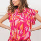 Smocked Yoke Ruffled Floral Top