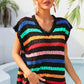 BELLA ROAD Striped V-Neck Slit Cover Up at Bella Road