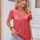 DOUBLE TAKE Ruched V-Neck Short Sleeve T-Shirt at Bella Road